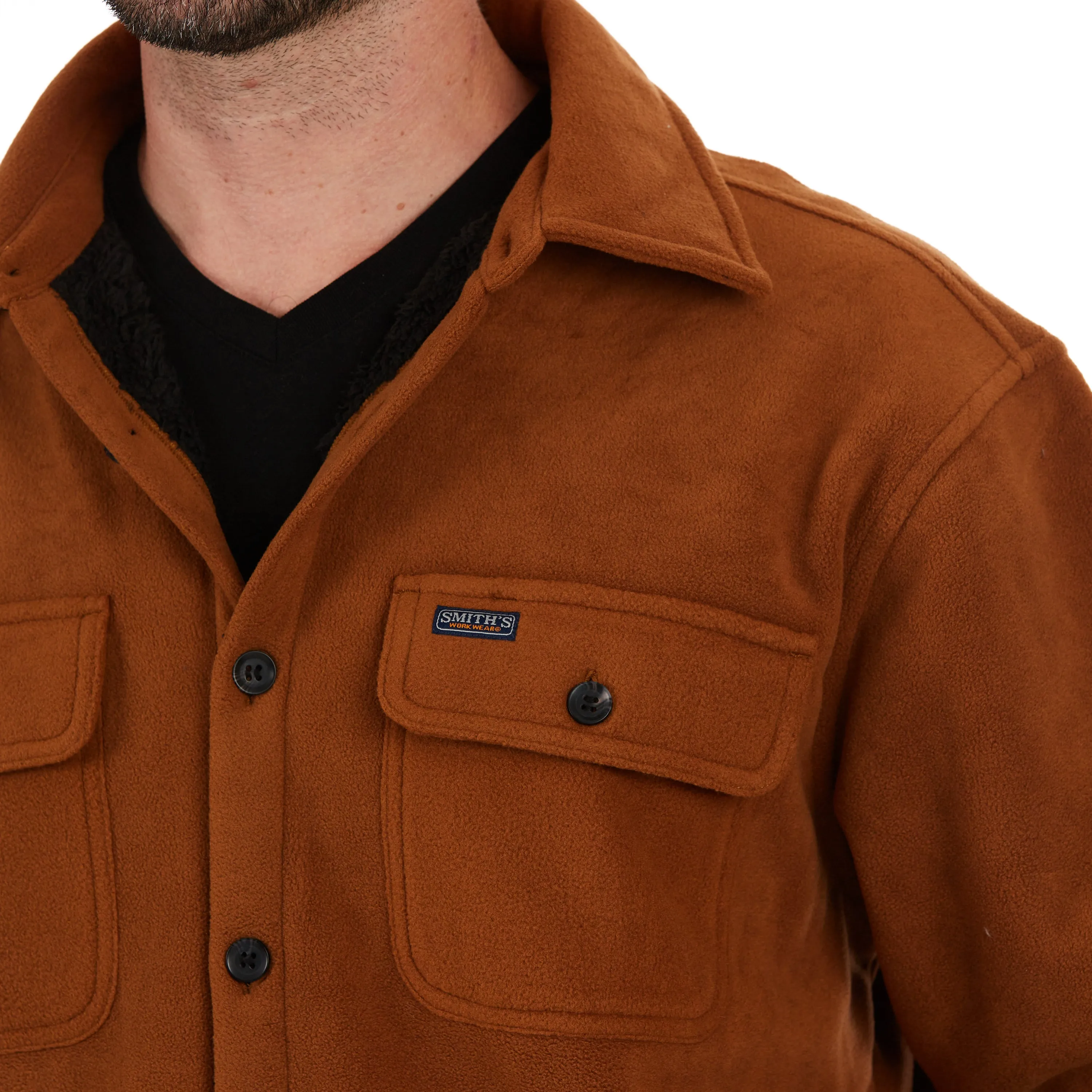 SHERPA-LINED FLEECE SHIRT JACKET