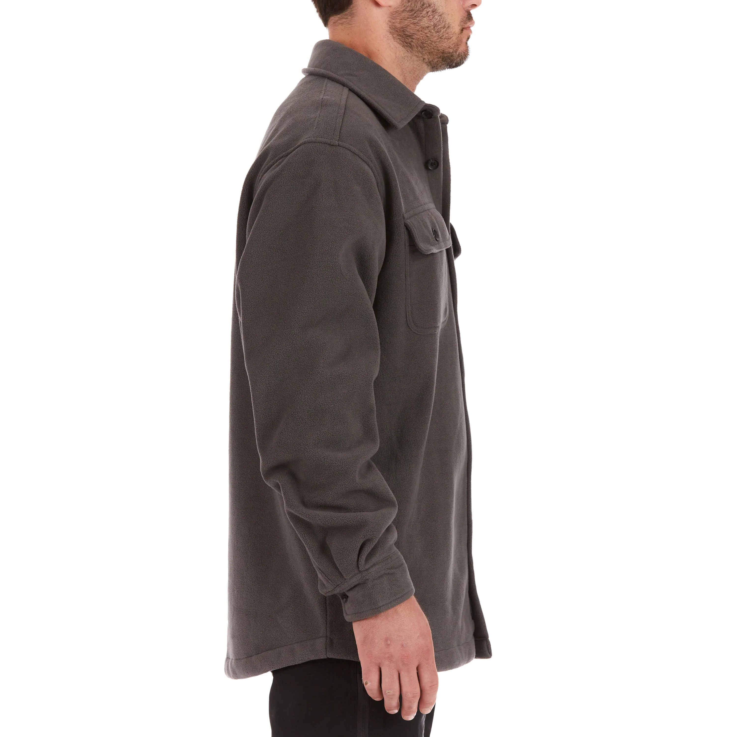 SHERPA-LINED FLEECE SHIRT JACKET