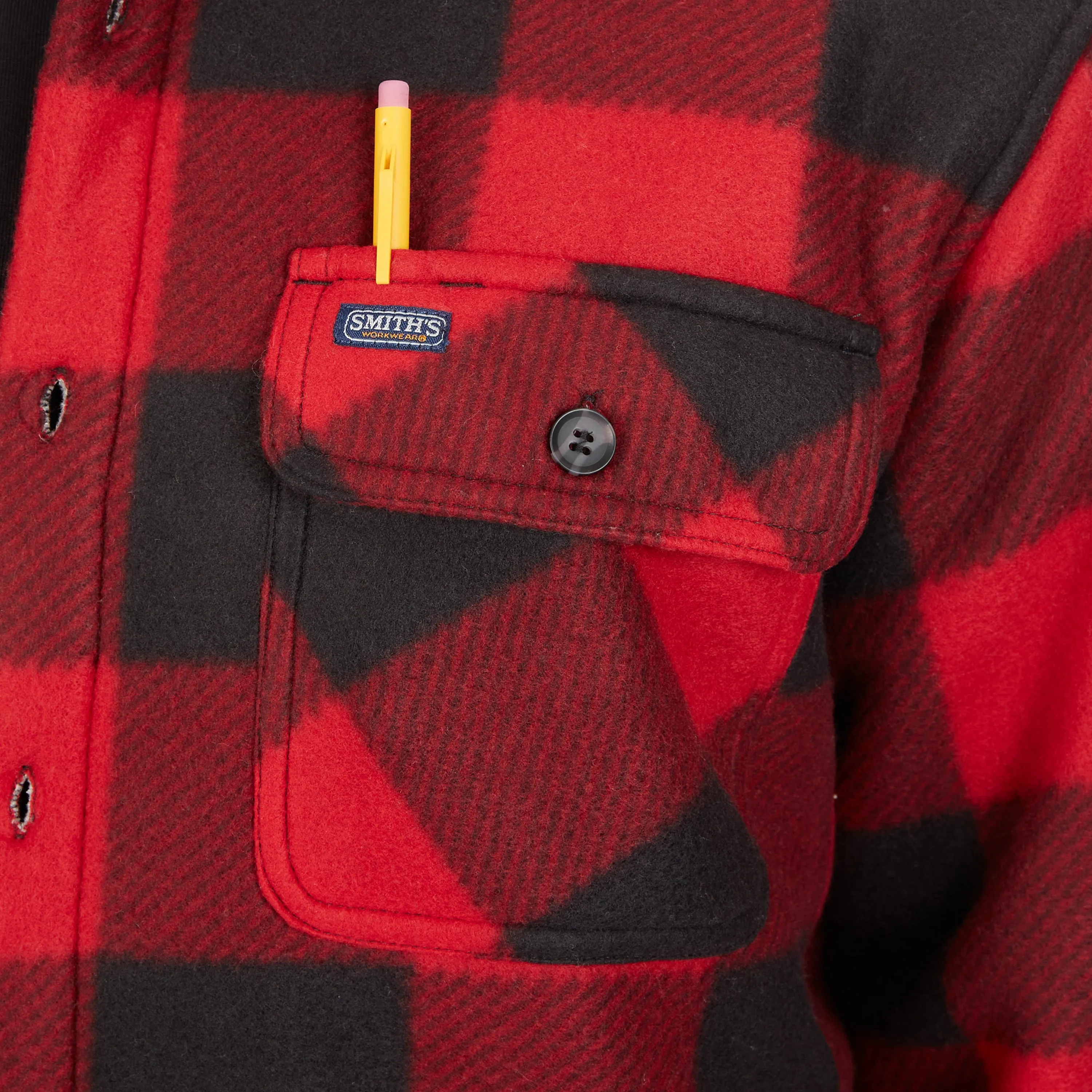 SHERPA-LINED PLAID FLEECE SHIRT JACKET