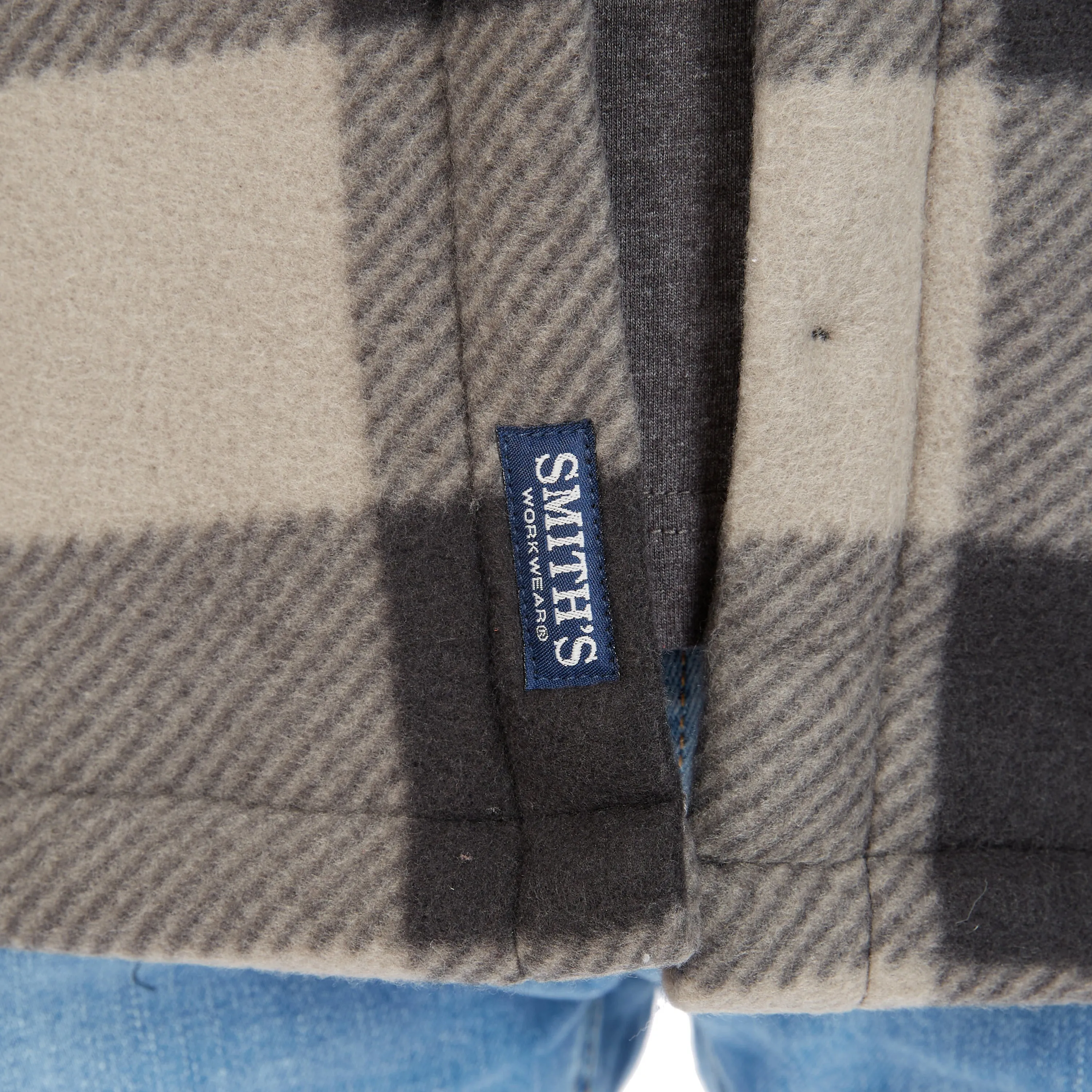 SHERPA-LINED PLAID FLEECE SHIRT JACKET