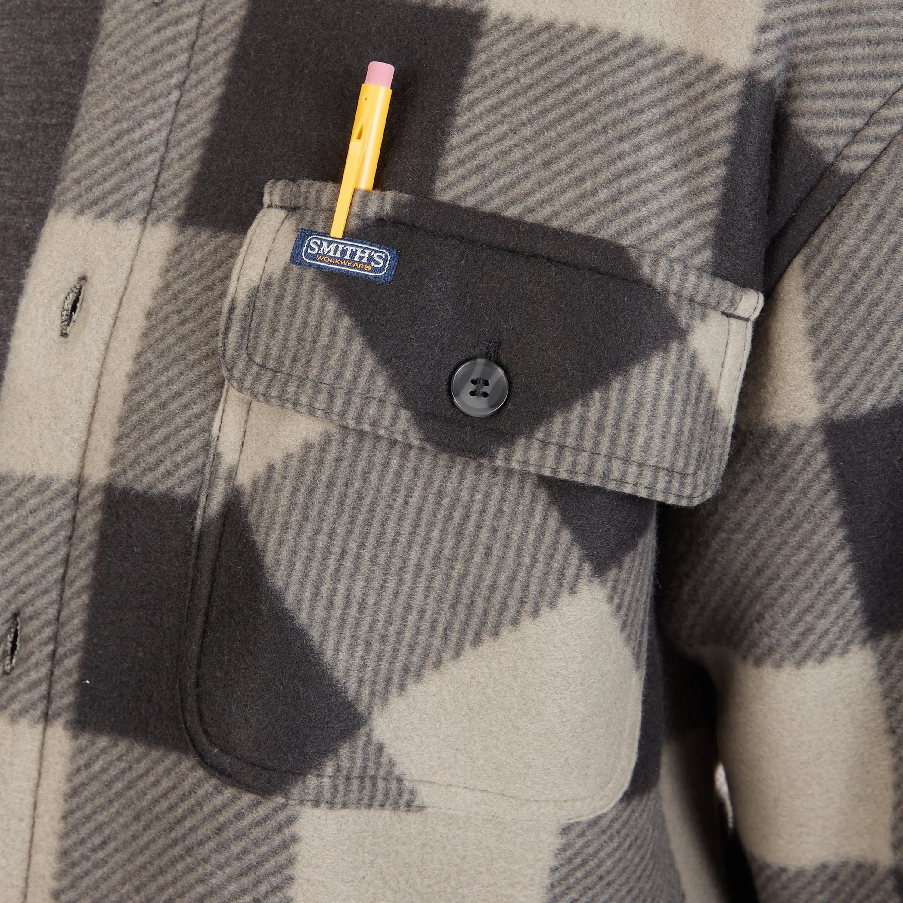 SHERPA-LINED PLAID FLEECE SHIRT JACKET