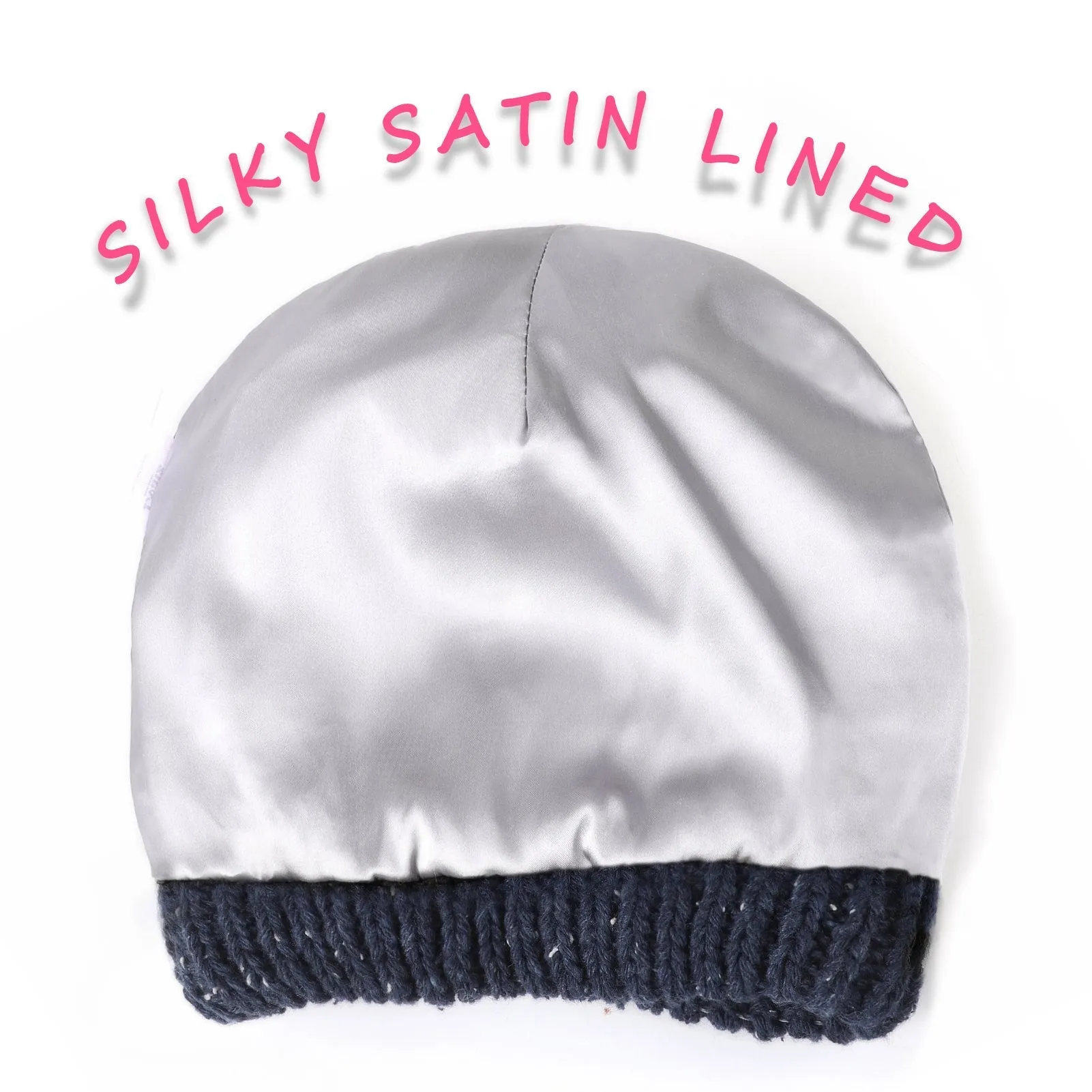 Silky Knitted Satin Lined Beanie Hats