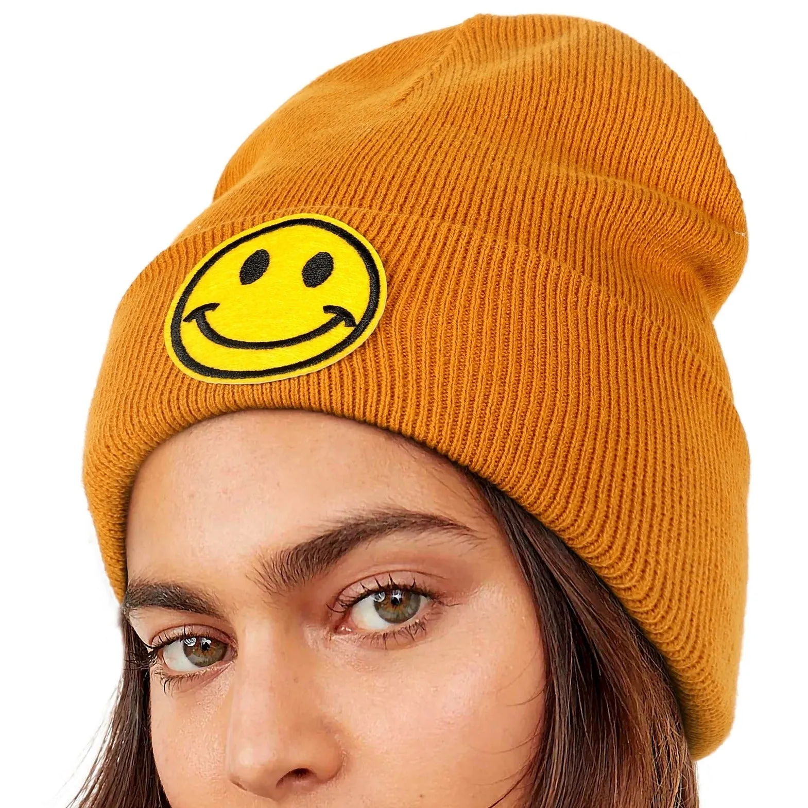 Smiley Face Cuffed Beanie Hats