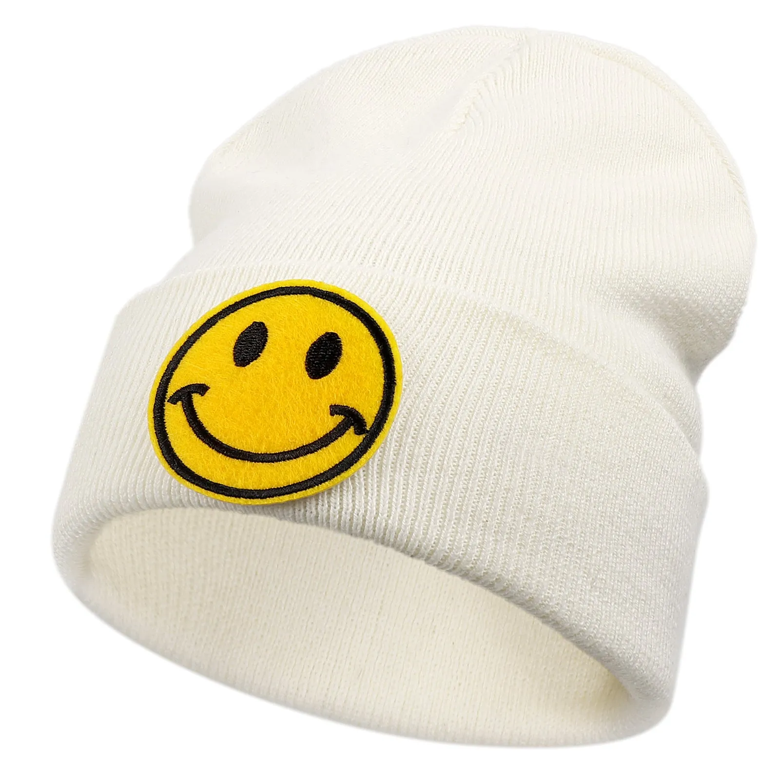 Smiley Face Cuffed Beanie Hats