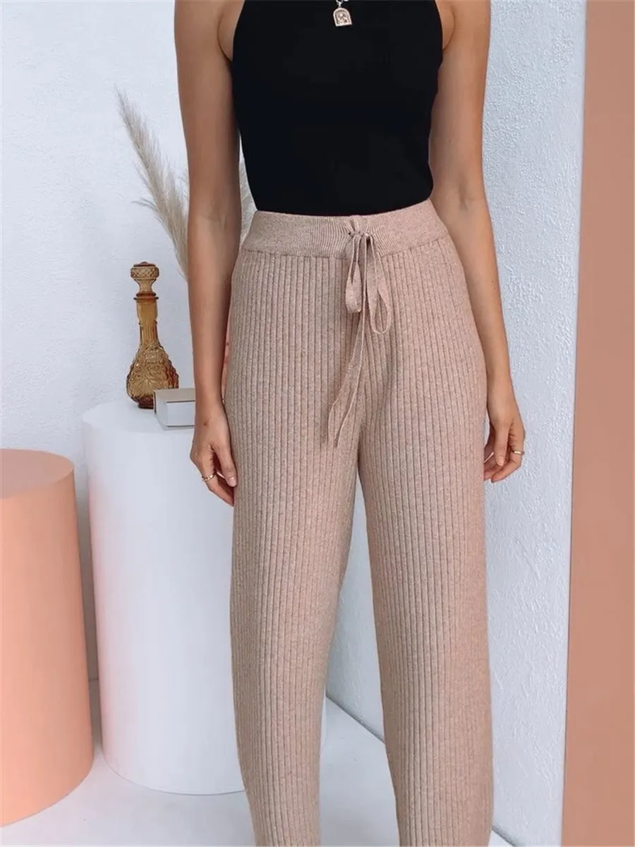 Solid Color Vest Trousers Knitted Suit