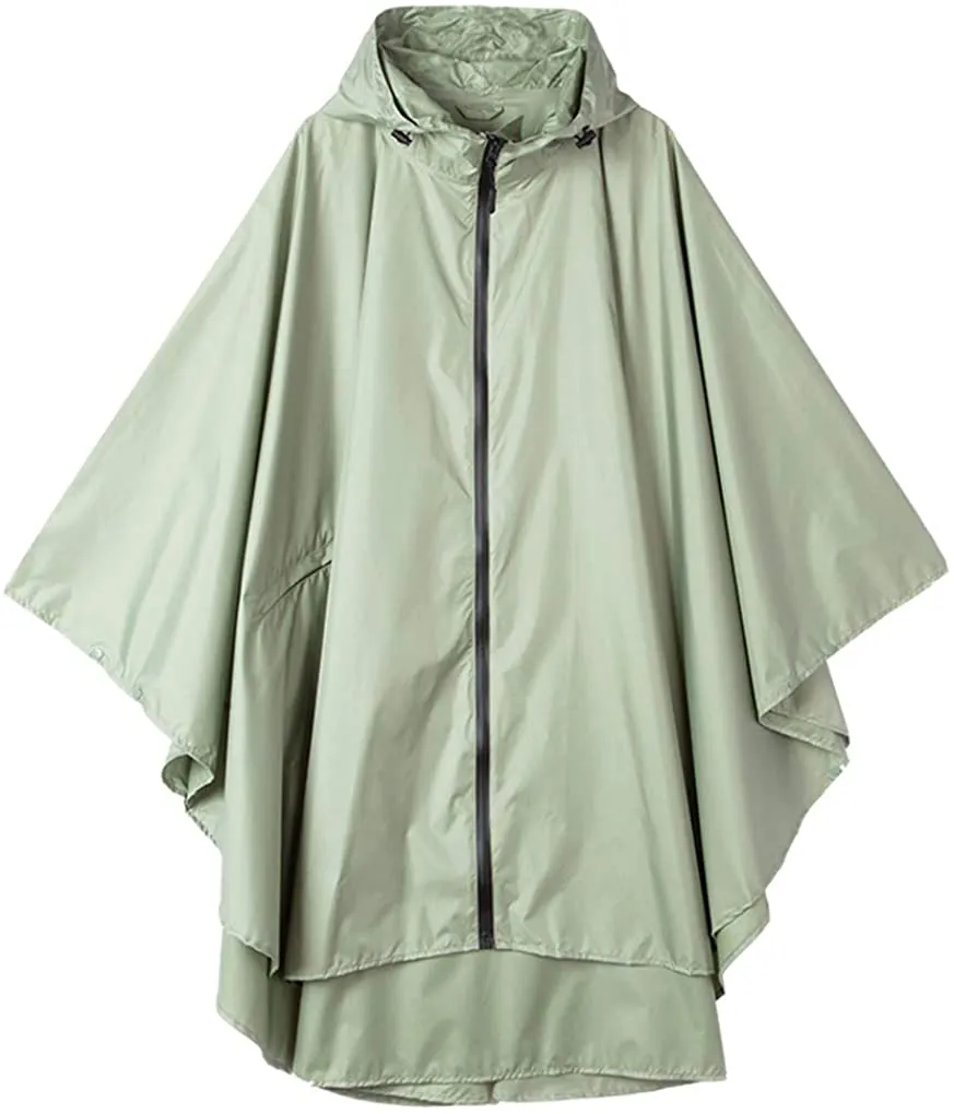 Spmor Rain Poncho Hooded Waterproof Raincoat Jacket for Adults with Zipper