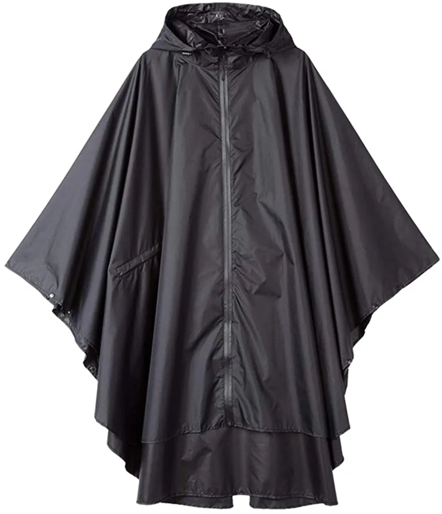 Spmor Rain Poncho Hooded Waterproof Raincoat Jacket for Adults with Zipper