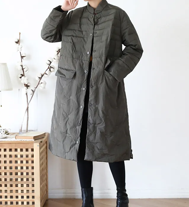 Stand Collar Long Coat Winter Women Down Jacket AMT1008