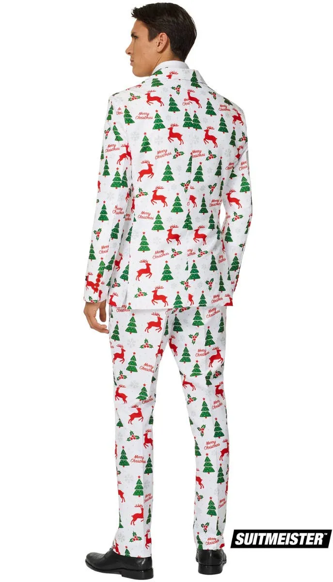 Suitmeister Mens White Merry Christmas Costume Suit