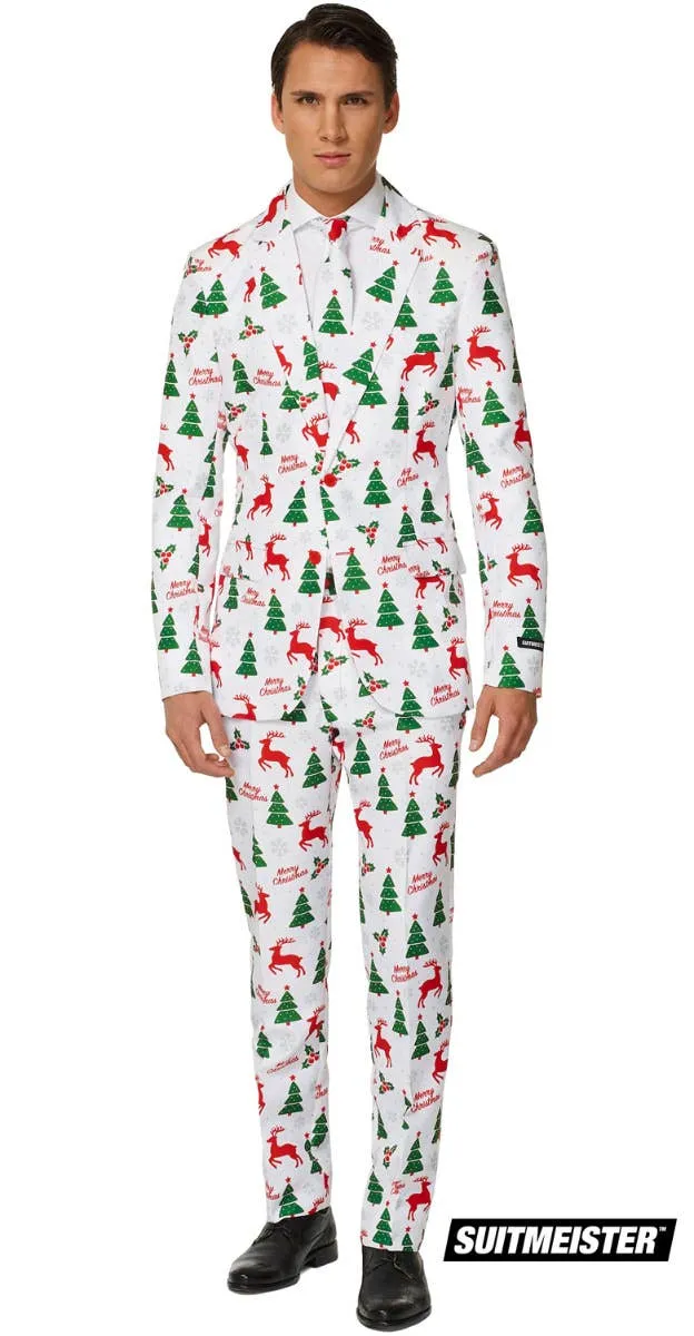 Suitmeister Mens White Merry Christmas Costume Suit