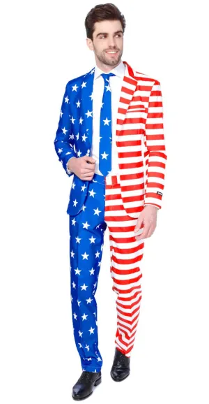 Suitmeister USA Flag Print Mens Novelty Suit