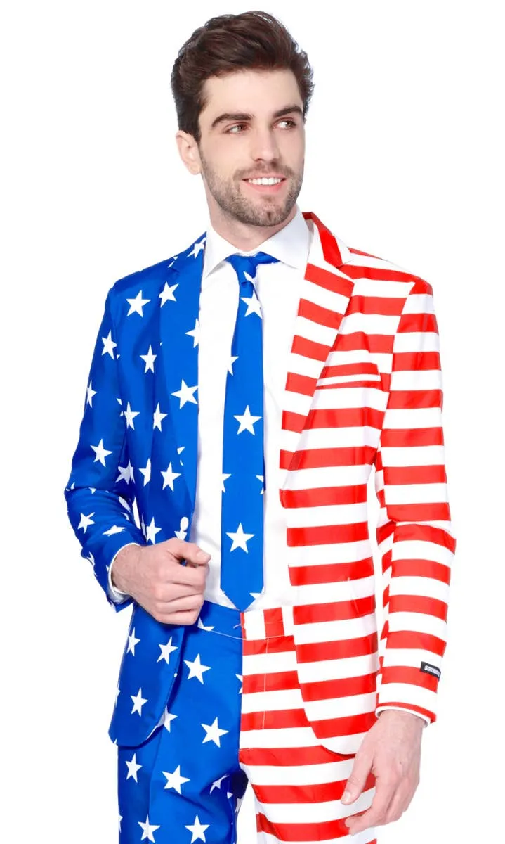 Suitmeister USA Flag Print Mens Novelty Suit