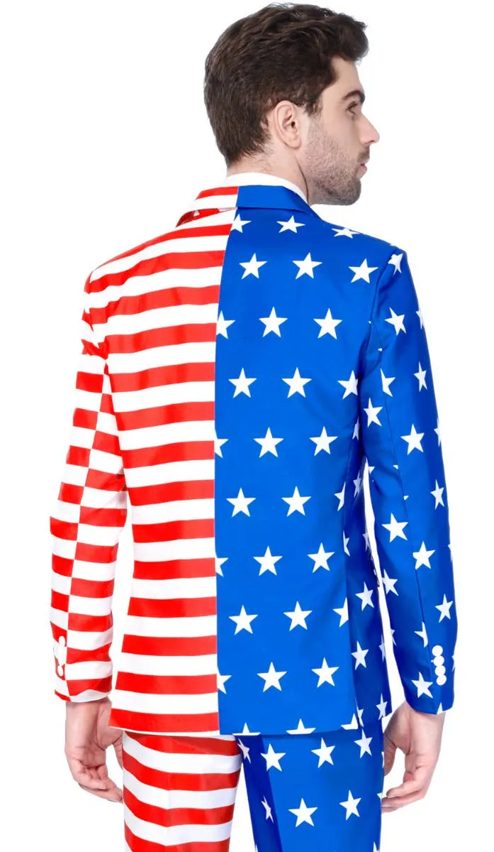 Suitmeister USA Flag Print Mens Novelty Suit