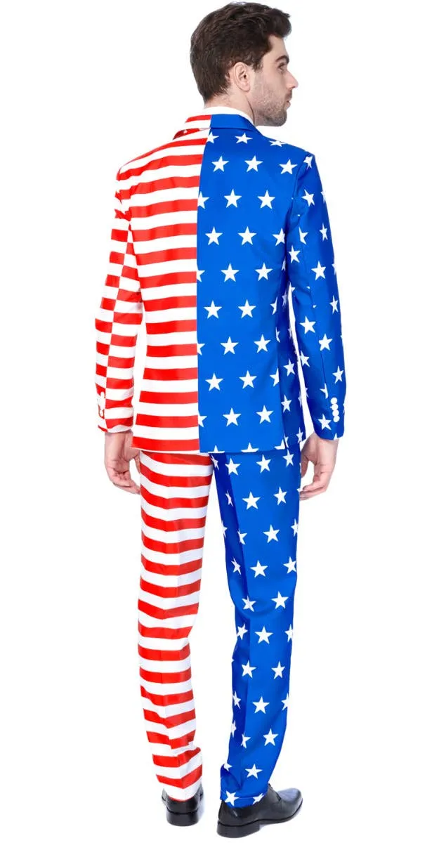 Suitmeister USA Flag Print Mens Novelty Suit