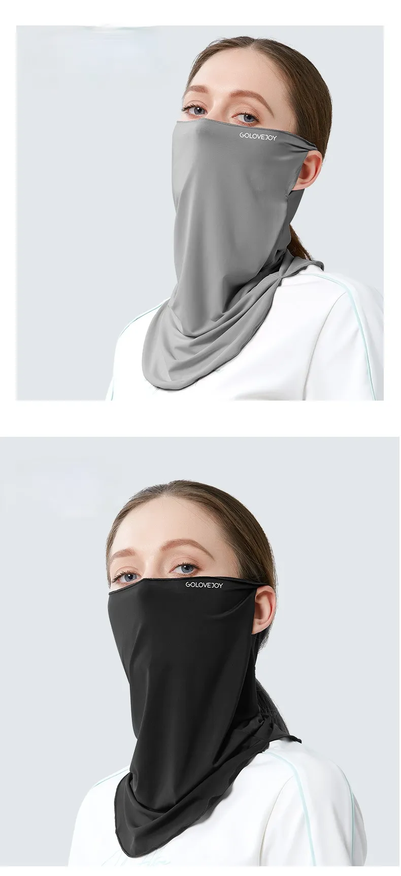 Summer Outdoor Riding Sun Protection Mask Female Neck Protection Sun Protection UV Protection Ice Silk Cold Feeling Ear Hanging Mask