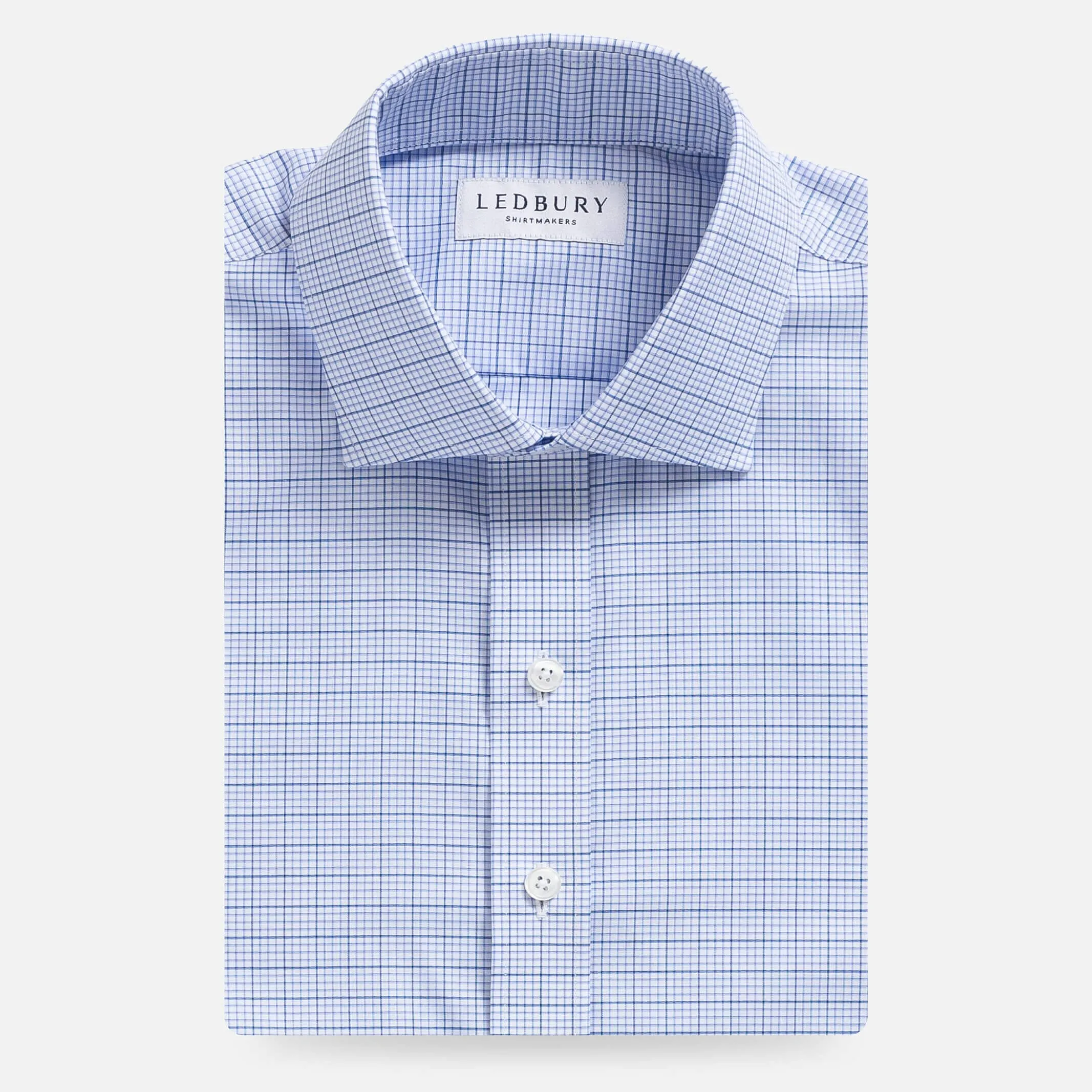 The Blue Kent Windowpane Check Custom Shirt