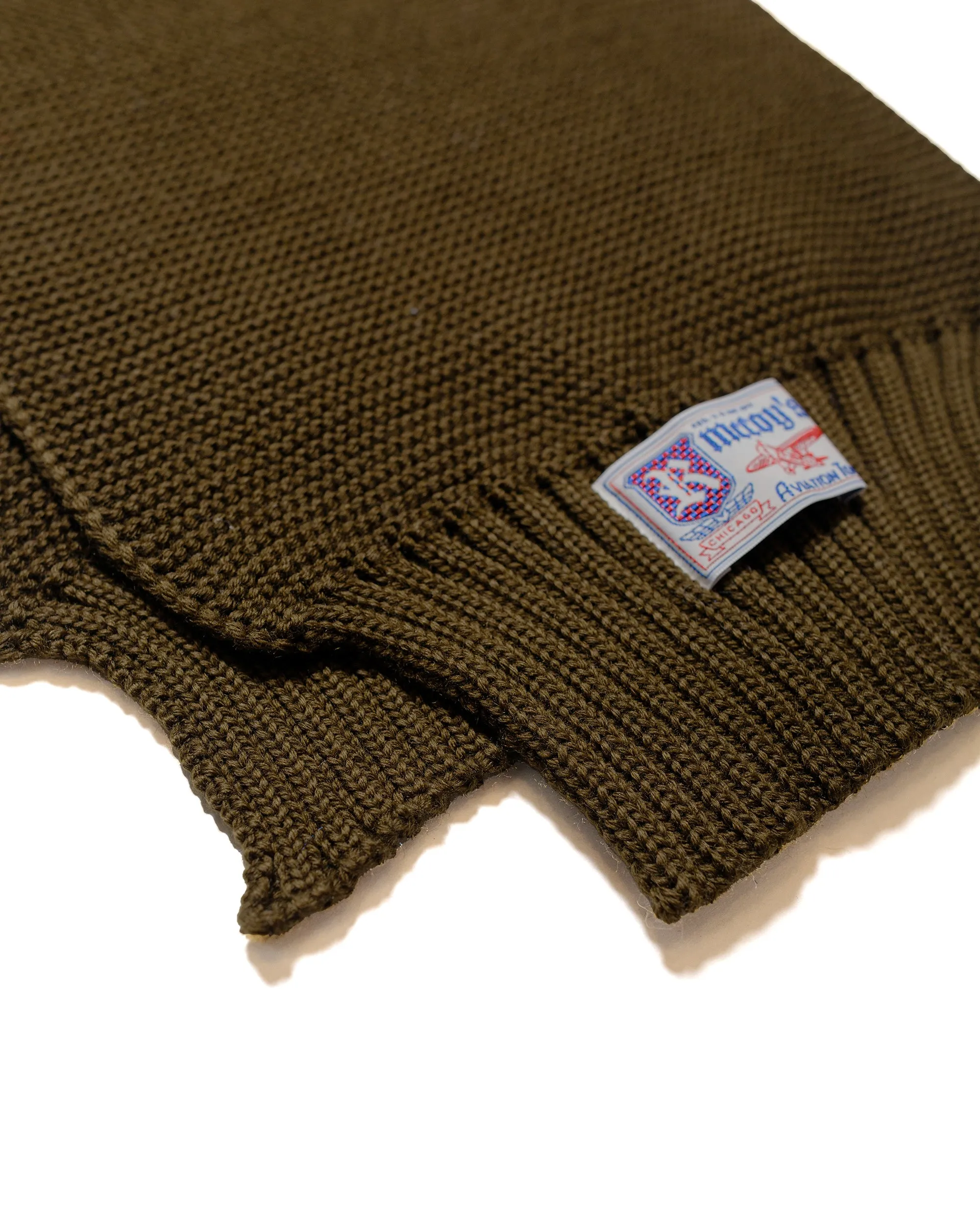 The Real McCoy's MA24103 Scarf, Wool-Knit Olive