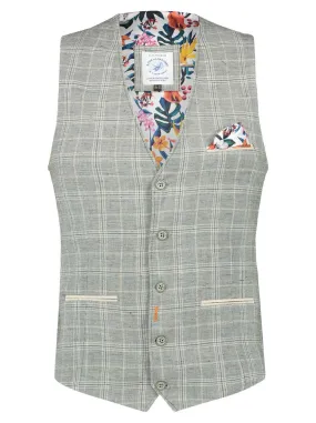 Tijdloze gilet | A fish named Fred waistcoat washed linen green