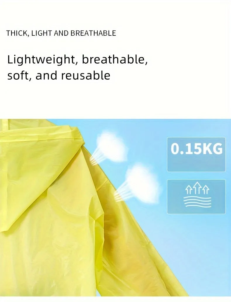 Ultralight Reusable Rain Poncho For Hiking Riding Camping, Portable Packaging Raincoat For Adults With Drawstring Hood, Women's Activewear