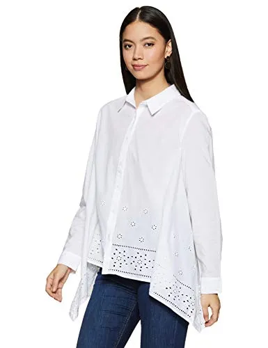 United Colors of Benetton Women's Quilted Regular fit Shirt (19P5BQF5QAB3_101_White_Small