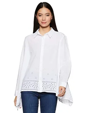 United Colors of Benetton Women's Quilted Regular fit Shirt (19P5BQF5QAB3_101_White_Small