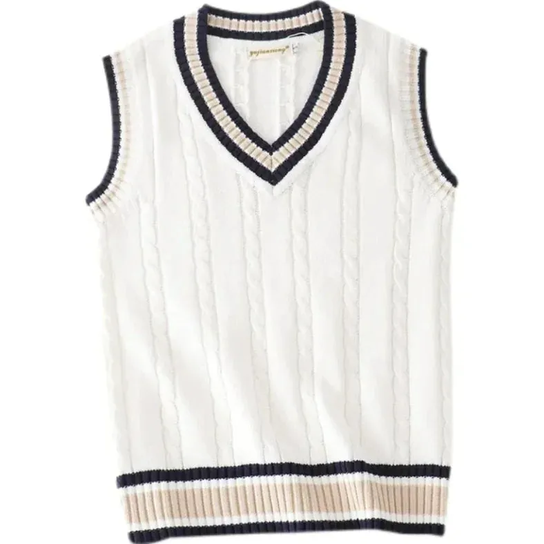 V-neck Sleeveless Knitted Sweater Vest