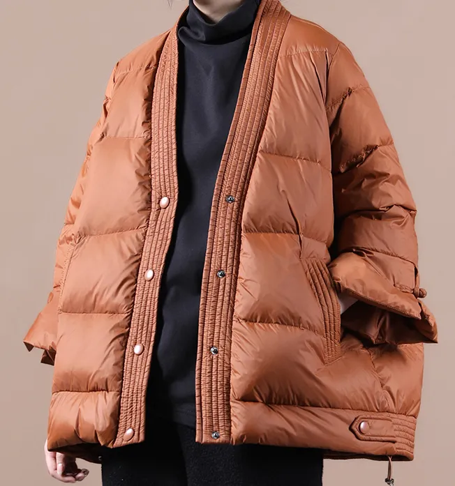 V Neck Women Winter Puffer Coat Jacket Winter Women Down Coat 11008