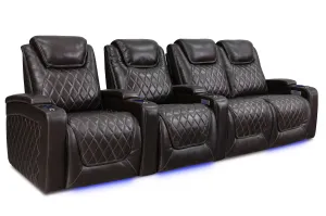 Valencia Oslo Leather Home Theater Seating Row of 4 Loveseat Right, Dark Chocolate