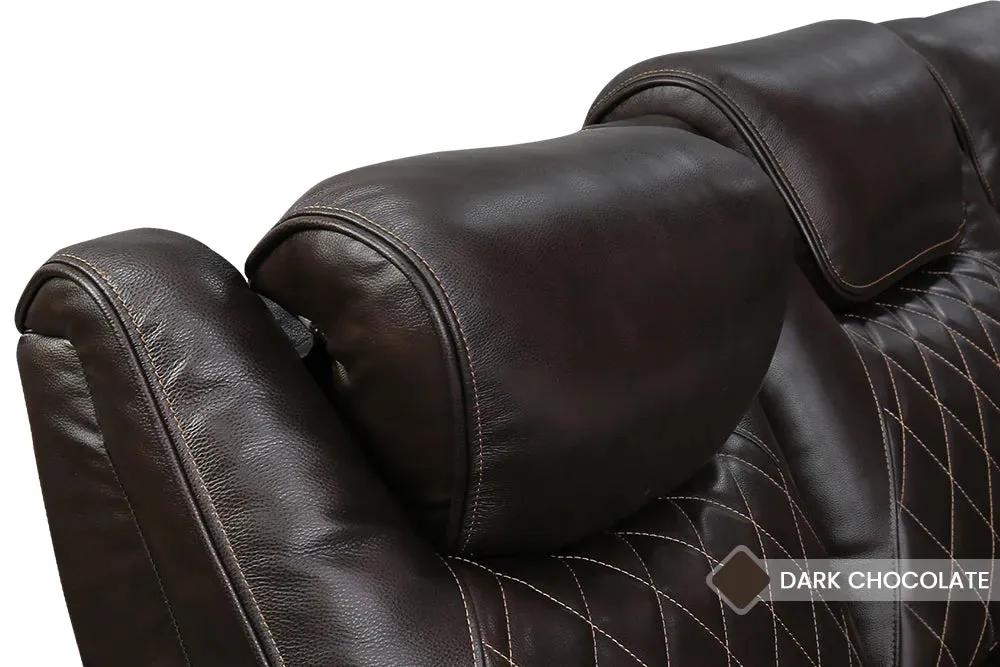 Valencia Oslo Leather Home Theater Seating Set of 3, Dark Chocolate