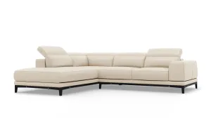 Valencia Valletta Top Grain Leather L-Shape with Left Chaise Sofa, Beige