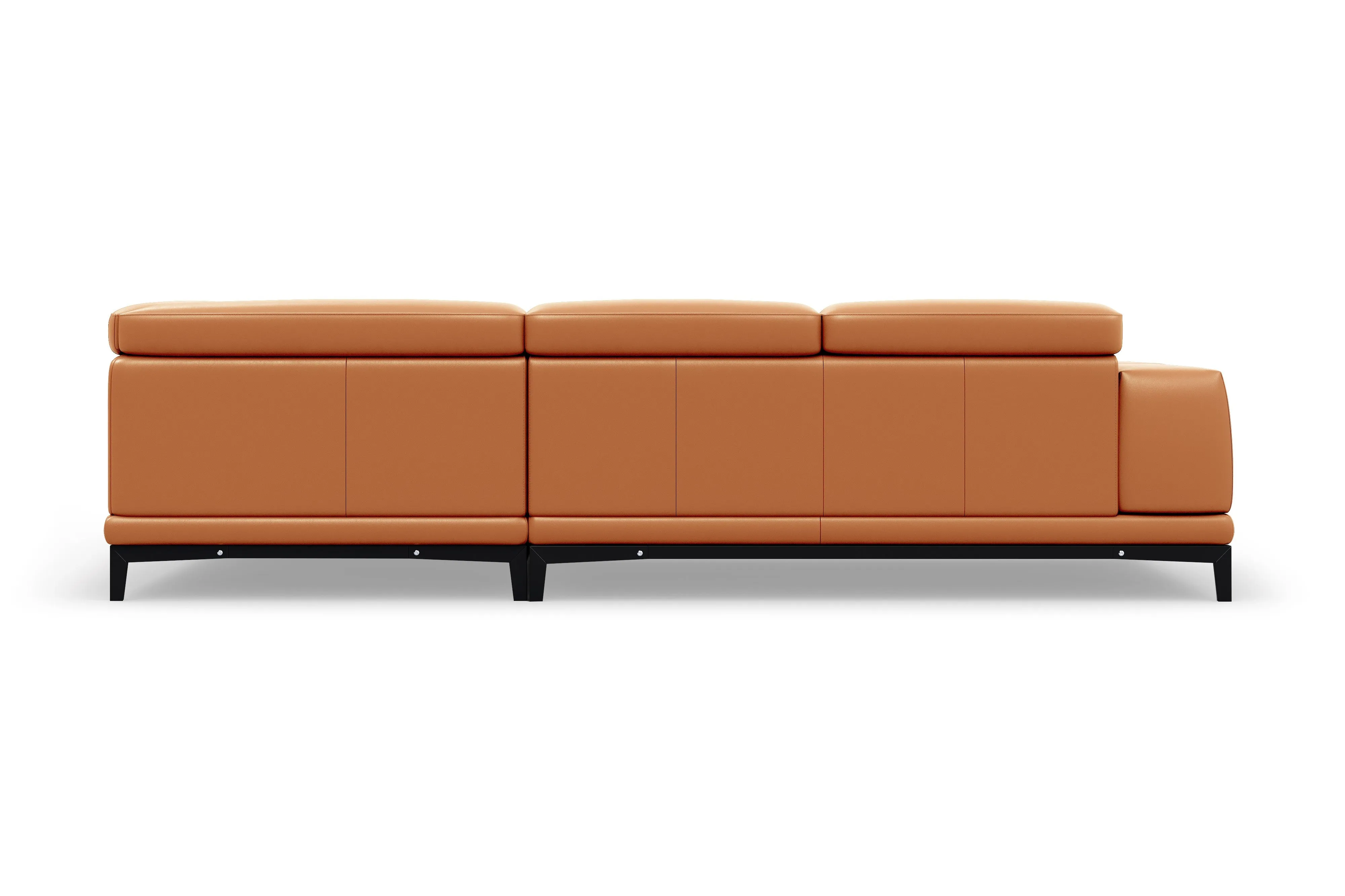 Valencia Valletta Top Grain Leather Sectional L-Shape with Right Chaise Sofa, Cognac