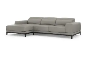 Valencia Valletta Top Grain Leather Three Seats with Left Chaise Sofa, Grey