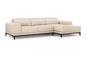 Valencia Valletta Top Grain Leather Three Seats with Right Chaise Sofa, Beige