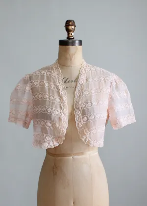 Vintage 1930s Peach Organdy Bolero Jacket