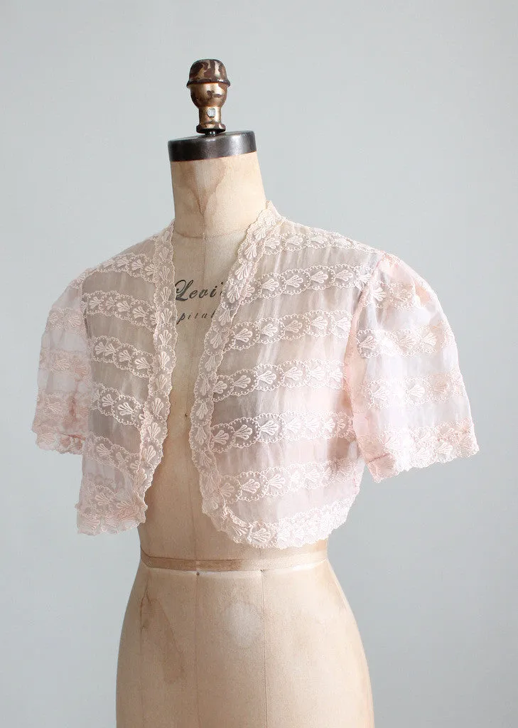 Vintage 1930s Peach Organdy Bolero Jacket