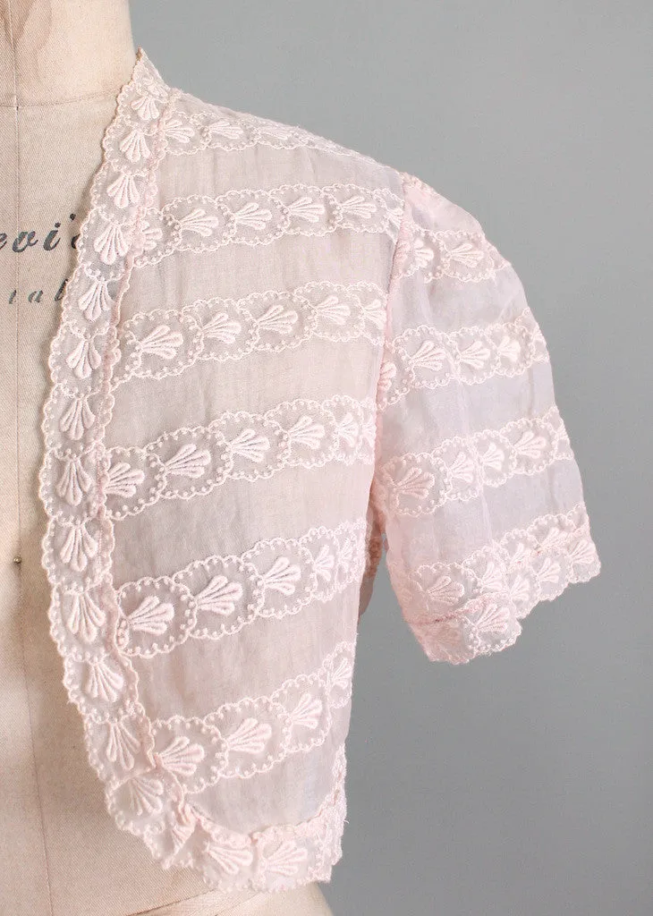 Vintage 1930s Peach Organdy Bolero Jacket