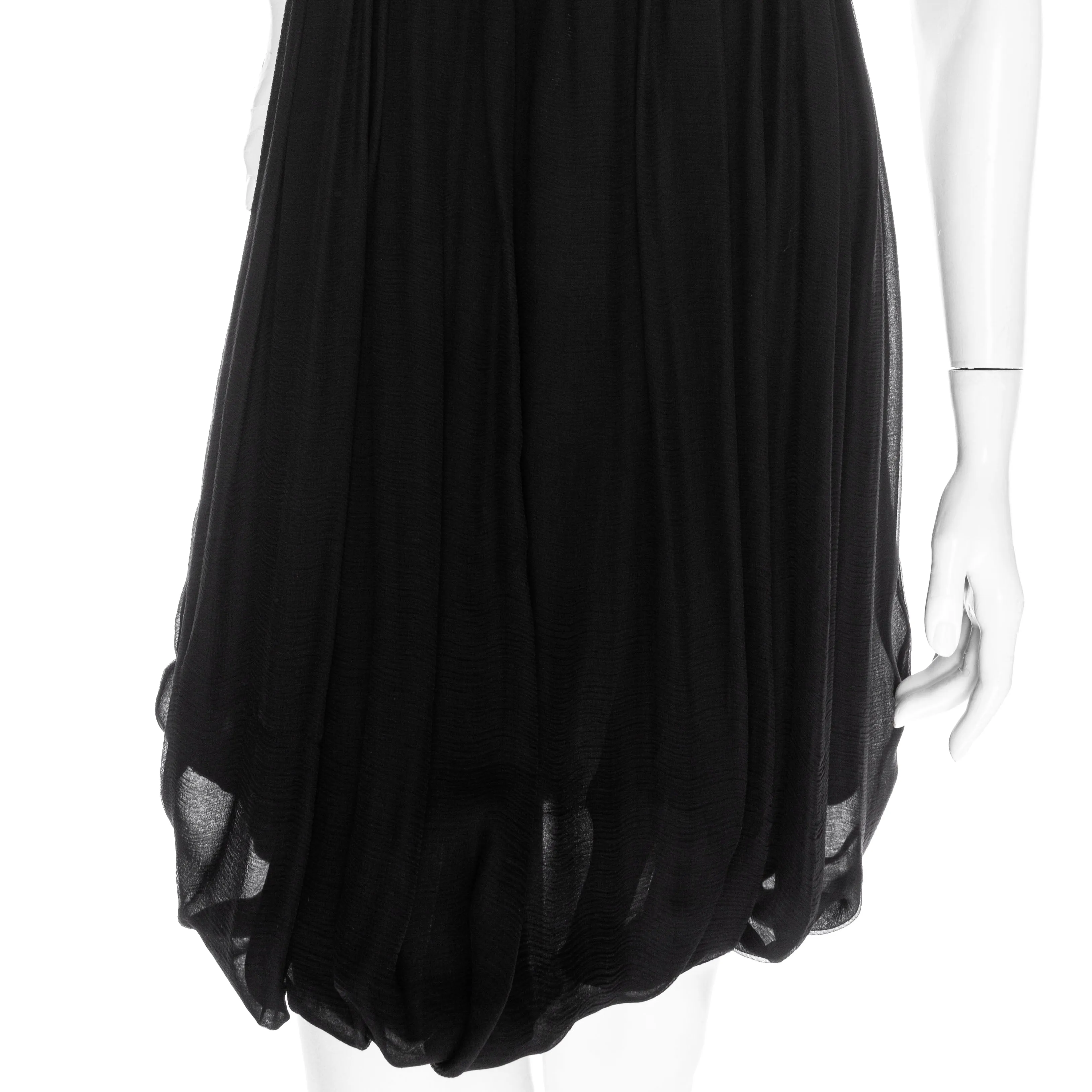 Vintage Black Silk Chiffon Sleeveless Dress and Satin Trim Jacket Set