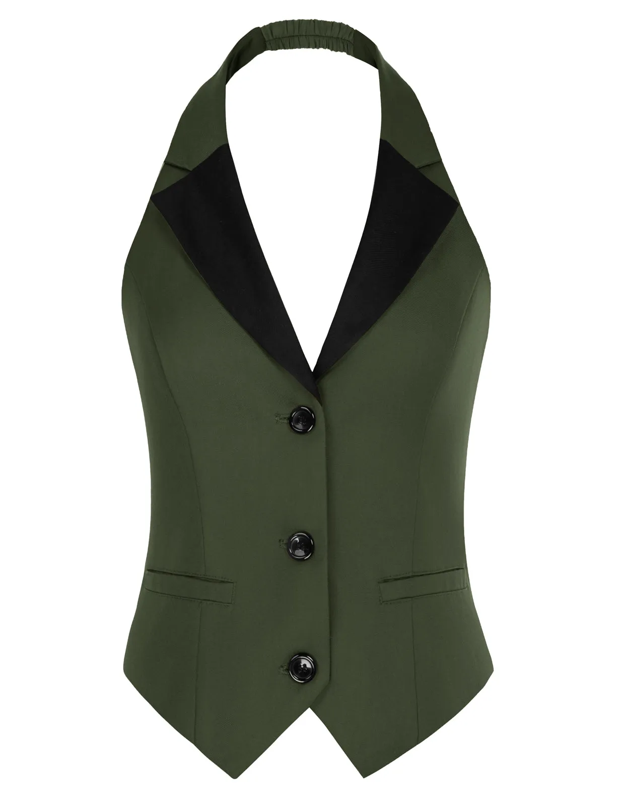 Waistcoat Vest Vintage Halter Lapel Button Down Suit Vest with Pockets