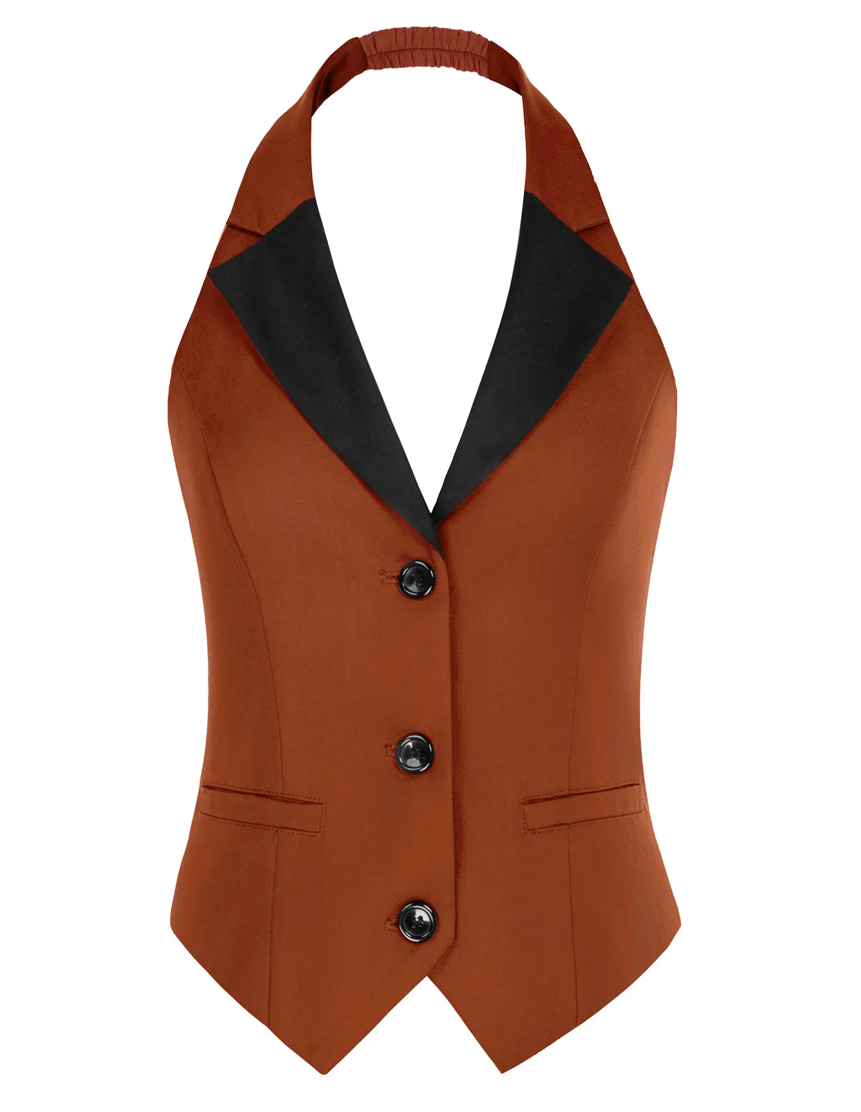 Waistcoat Vest Vintage Halter Lapel Button Down Suit Vest with Pockets