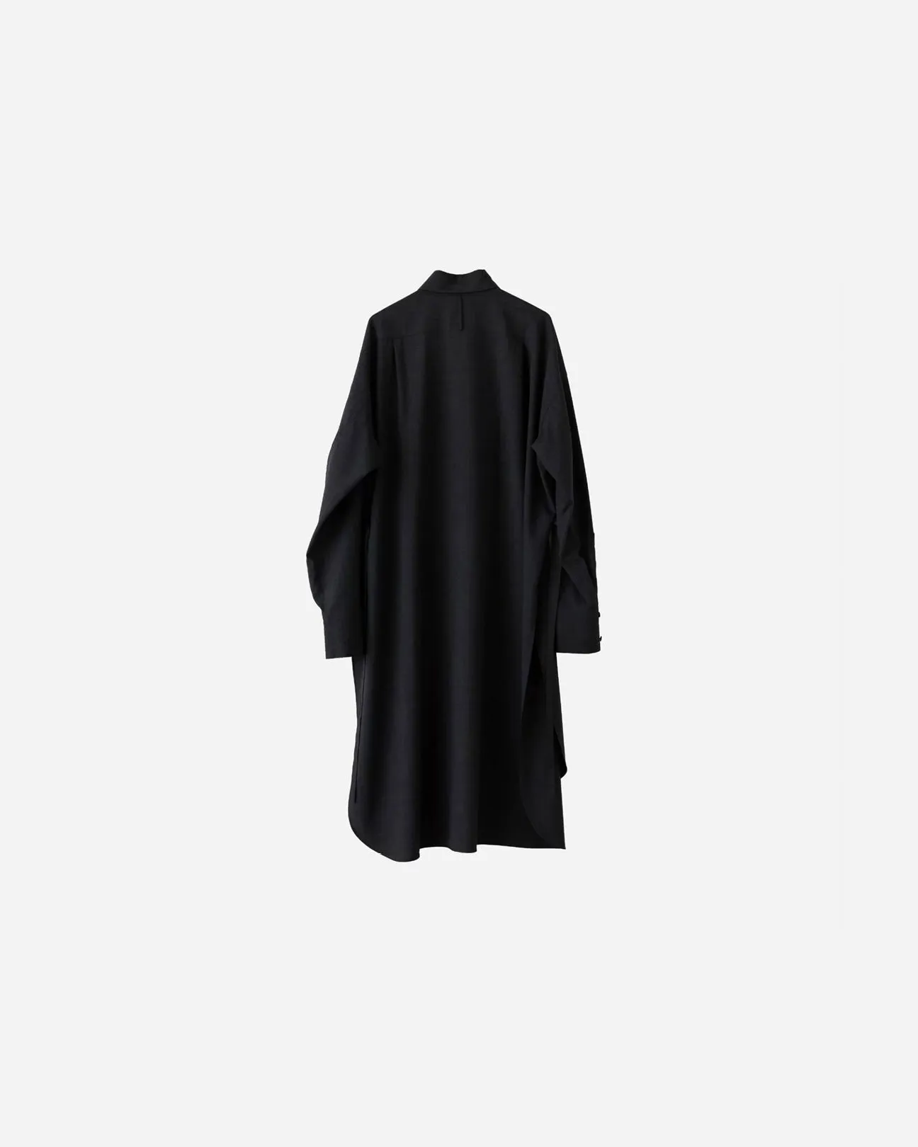 WASHABLE WOOL DRESS LONG SHIRT .05【CHARCOAL】