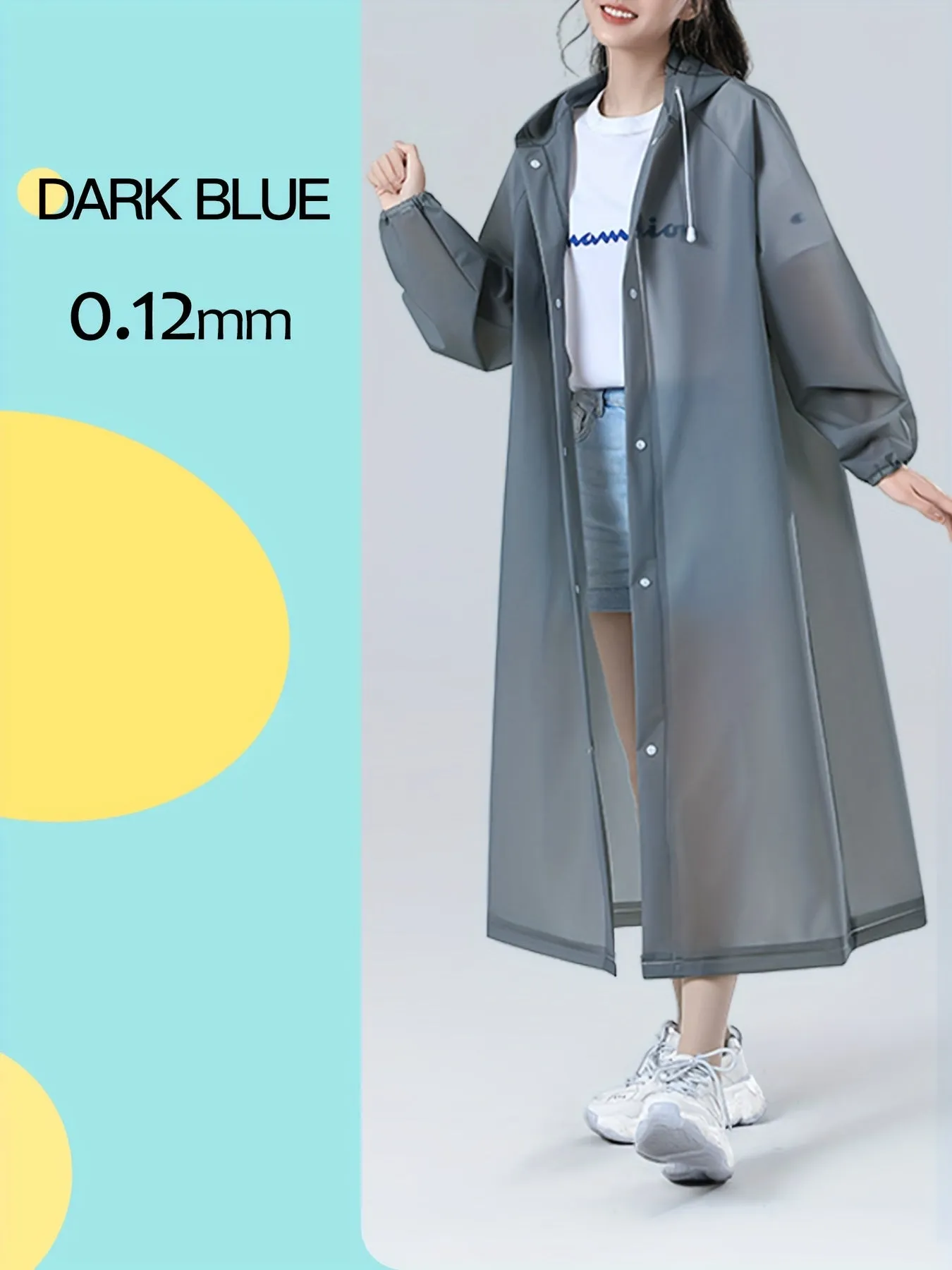 Waterproof Long Raincoat Poncho - Adult Outdoor Rainwear for Climbing and Hiking - Durable, Fashionable, Basic Style with Portable Design