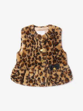 Wear A Label Girls Jill Faux Fur Leopard Gilet