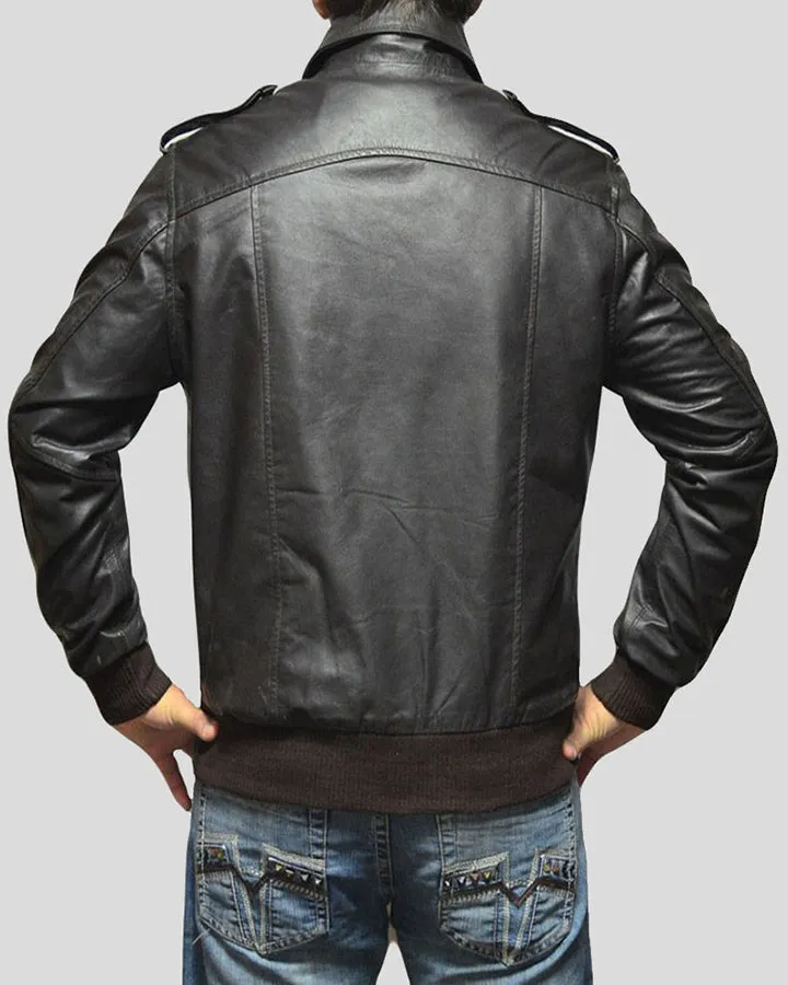 Willy Black Bomber Leather Jacket