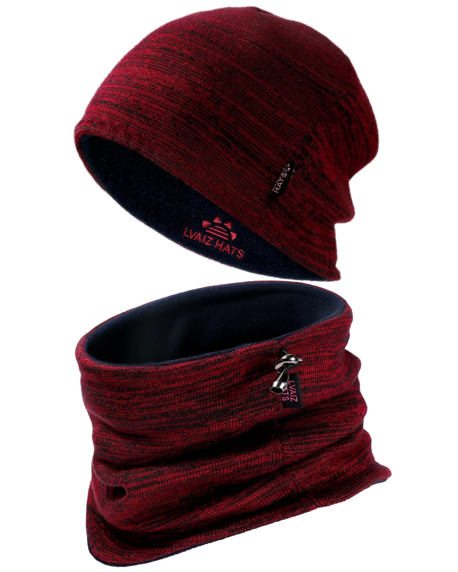 Winter Fleece Lined Beanie Hat Scarf for Men Women