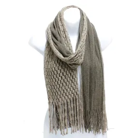 Winter Knit Checker Oblong Scarf Fringe