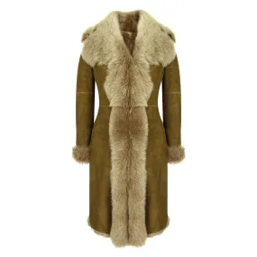 Womens Luxury Toscana 3/4 Coat Real Sheepskin Beaver Shearling Suede Jacket