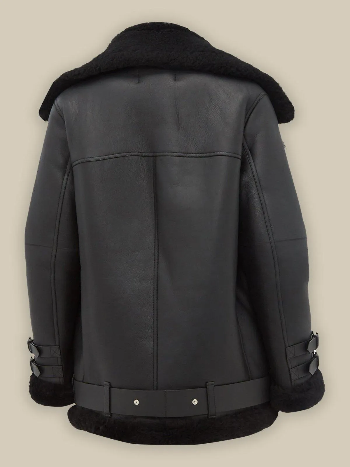 Women's Pitch Black B3 Shearling Leather Jacket