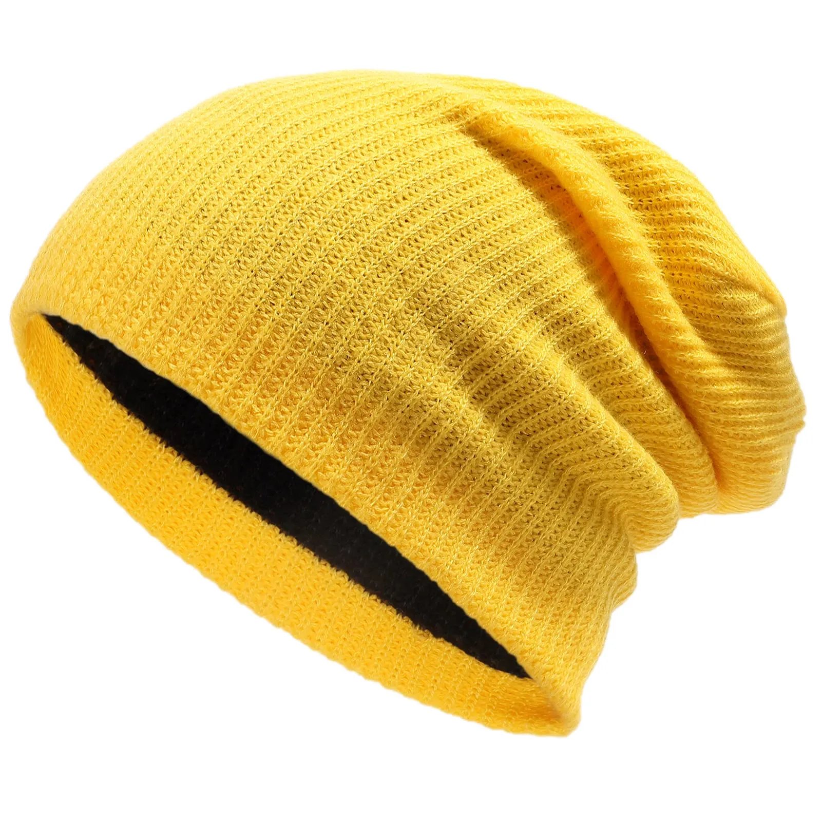 Womens Winter Knitted Beanie Hats Reversible Soft Warm Hat for Men