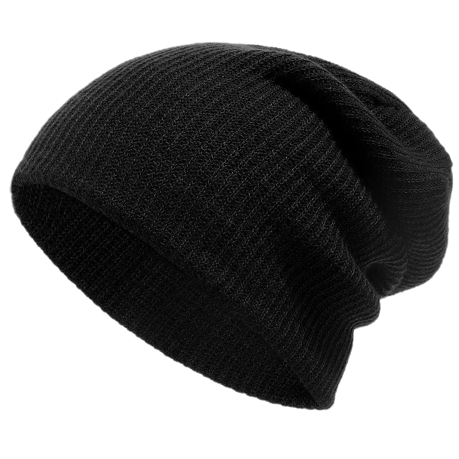 Womens Winter Knitted Beanie Hats Reversible Soft Warm Hat for Men