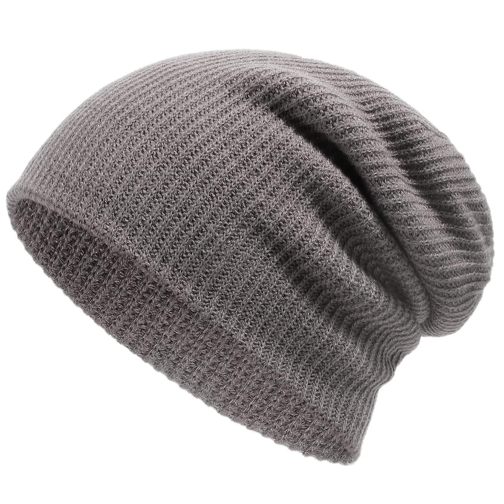 Womens Winter Knitted Beanie Hats Reversible Soft Warm Hat for Men